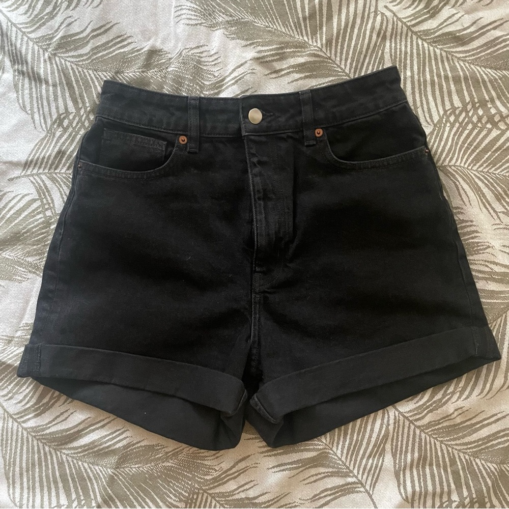 H&M Black High Waist Denim Shorts